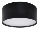 Czarna lampa sufitowa Kendal LED 1-punktowa LP-6331/1SM BK, o okrągłym kształcie. Wykonana z metalu, z białym matowym kloszem na dole, montowana sufitowo. Zbliżenie na detal, prezentująca nowoczesny design.