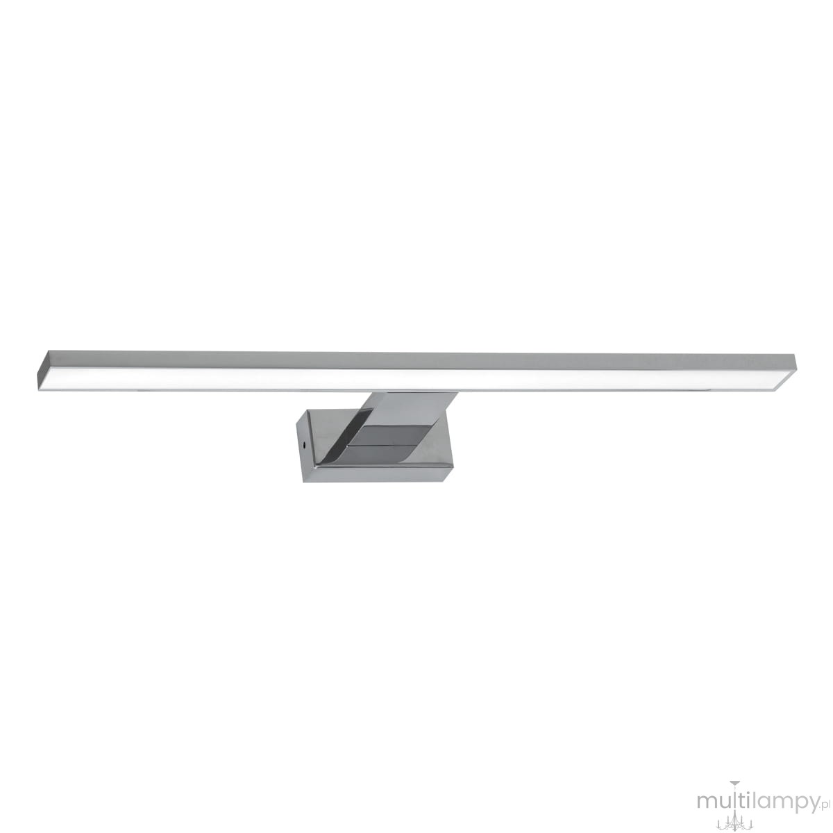 Kinkiet Shine LED IP44 w chromowanej obudowie, o długości 30 cm i mocy 7W. Prosty, prostokątny kształt z matowym źródłem światła. Zamontowany na ścianie, idealny do łazienek lub stref wilgotnych.