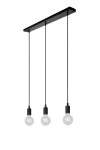 Lampa wisząca Fix Multiple 3-punktowa w kolorze czarnym. Składa się z trzech okrągłych źródeł światła zawieszonych na cienkich, czarnych linkach. Umożliwia dostosowanie wysokości. Montowana na prostokątnej, czarnej podstawie.