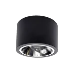 Lampa sufitowa Camino 1-punktowa, czarna. Okrągła obudowa z matowego metalu, z widocznym reflektorem w środku. Zawieszenie sufitowe, montaż na stałe. Idealna do nowoczesnych wnętrz.