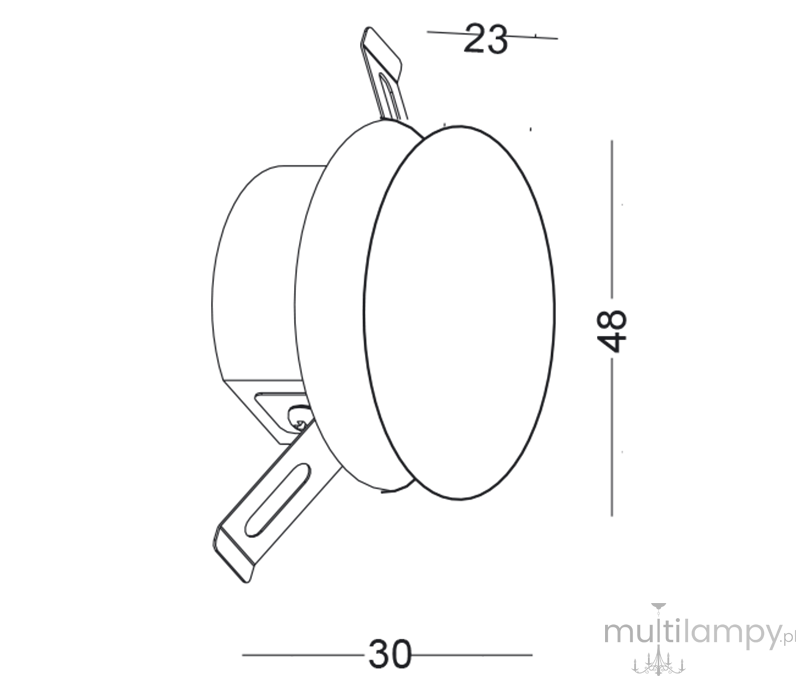 Lesel LED oprawa schodowa 014 w kształcie okrągłym, z metalową obudową, o średnicy 30 mm i wysokości 48 mm. Zainstalowane uchwyty pozwalają na montaż w ścianie lub schodach. Prosta konstrukcja w kolorze białym, idealna do oświetlenia przestrzeni.