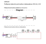 Lesel LED oprawa schodowa 014, okrągła, w kolorze srebrnym, wykonana z metalu. Widoczny diagram podłączenia elektrycznego, z oznaczeniem przewodów. Ujęcie frontalne, produkt leżący na tle białym.