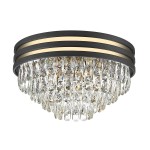 Lampa sufitowa Naica 5-punktowa w kolorze czarnym i złotym, z metalowym kloszem oraz kryształowymi zwisami. Ujęcie z góry, ukazujące detale konstrukcji i lśniące elementy. Idealna do nowoczesnych wnętrz.
