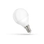 Żarówka LED E14 w kształcie kulki, moc 6W, kolor neutralna biała (4000K). Biała, matowa obudowa z metalowym gwintem. Ujęcie z boku, produkt leżący, widoczny detal gwintu.