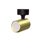 Lampa sufitowa Snow LP-731/1W GD w kolorze złotym z matowym wykończeniem i czarnym uchwytem. Posiada cylindryczny kształt, z otwartym kloszem, który emituję światło w dół. Ujęcie frontalne, produkt wiszący.