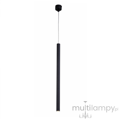 Lungo lampa wisząca 1-punktowa, czarna, o smukłym, cylindrycznym kształcie. Zawieszona na cienkim kablu, z metalowym mocowaniem. Idealna do nowoczesnych wnętrz.