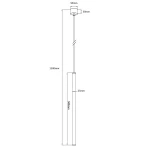 Lampa wisząca Lungo 1-punktowa w kolorze złotym, o wymiarach 1500 mm długości i 25 mm średnicy. Prosty, cylindryczny kształt z metalowym wykończeniem. Zamocowana na cienkim przewodzie, idealna do nowoczesnych wnętrz.