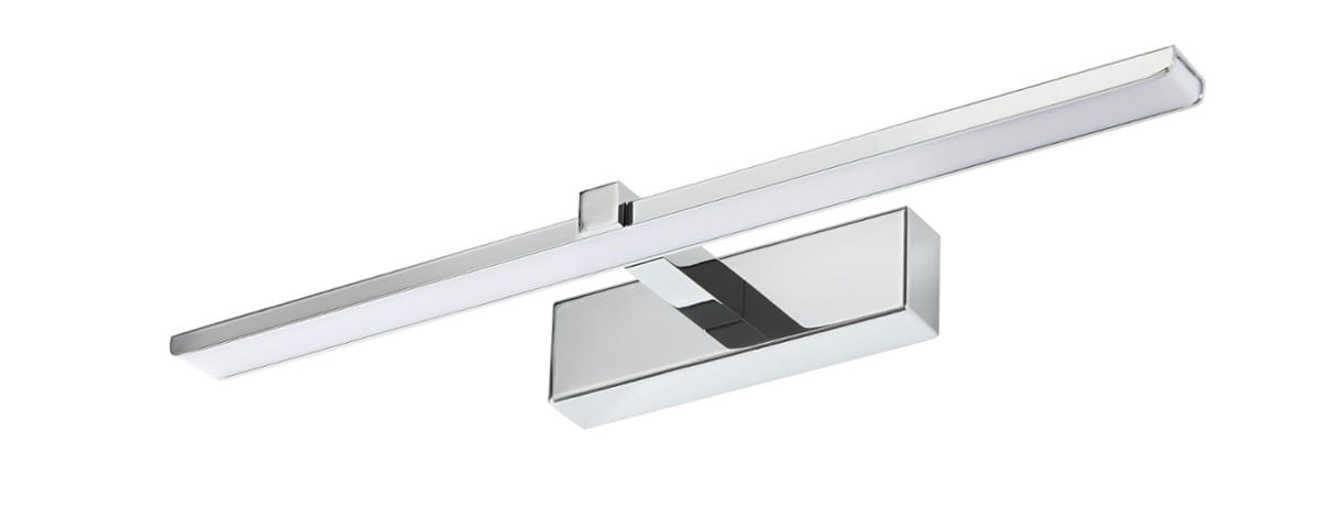 Kinkiet łazienkowy Venus LED IP44 w kolorze chromu, o długości 40 cm i mocy 8W. Posiada prostą, wydłużoną formę z podświetleniem LED, montowany na ścianie. Wysoki połysk chromowanej powierzchni podkreśla nowoczesny design.