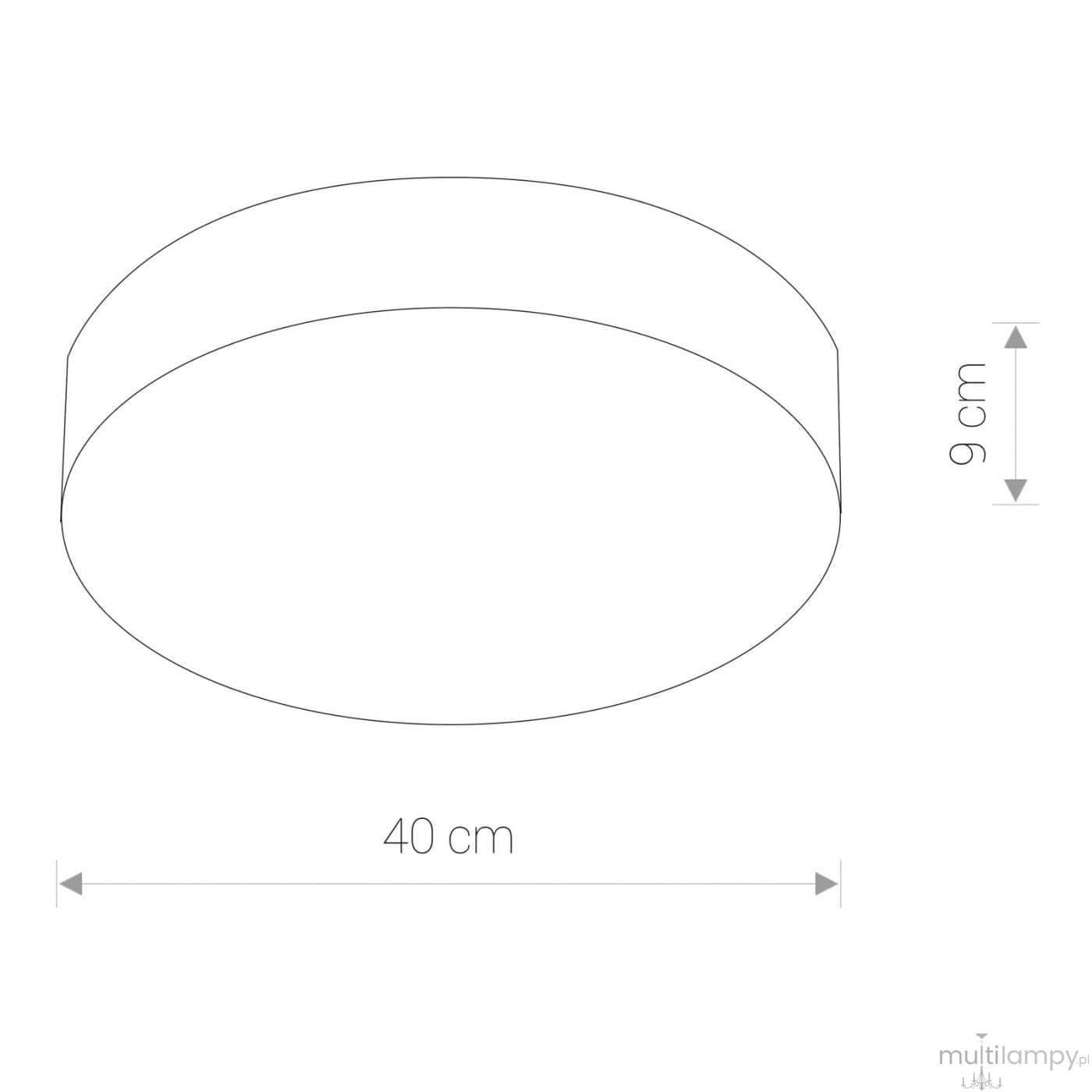 Plafon Arena 3xE14 w kolorze grafitowym, okrągły, o średnicy 40 cm i wysokości 9 cm. Prosty design, idealny do nowoczesnych wnętrz. Produkt montowany na suficie, bez widocznych dekoracji.