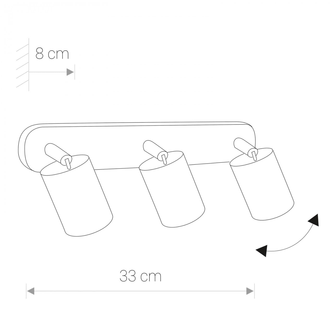 Lampa sufitowa Eye Spot 3-punktowa w kolorze białym. Owalna podstawa o długości 33 cm i wysokości 8 cm. Trzy cylindryczne klosze, z możliwością regulacji kierunku światła. Prosta, nowoczesna konstrukcja idealna do różnych wnętrz.