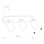 Lampa sufitowa Eye Spot 3-punktowa w kolorze białym. Owalna podstawa o długości 33 cm i wysokości 8 cm. Trzy cylindryczne klosze, z możliwością regulacji kierunku światła. Prosta, nowoczesna konstrukcja idealna do różnych wnętrz.