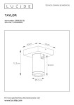 Czarna lampa sufitowa Taylor IP44, 1-punktowa, o wymiarach 12,3 cm wysokości i 9,8 cm średnicy. Cylindryczny kształt z prostokątnym mocowaniem 10x10 cm. Widoczna średnica otworu 5,7 cm. Przeznaczona do użytku wewnętrznego i zewnętrznego.