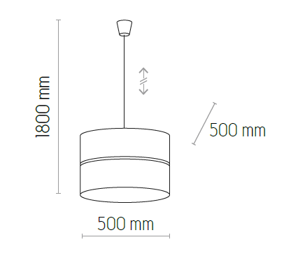 Lampa wisząca Linobianco 3-punktowa w kolorze białym i jutowym, o średnicy 500 mm i wysokości 1800 mm. Prosta, cylindryczna forma z subtelnym połączeniem materiałów, zawieszona na cienkim przewodzie.