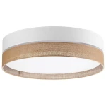 Lampa sufitowa Linobianco D60 w kolorze białym z dekoracyjnym wykończeniem z juty. Okrągła konstrukcja z matowym kloszem, zawieszona w pozycji poziomej, idealna do nowoczesnych wnętrz.
