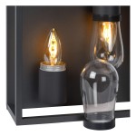 Carlyn IP54 lampa sufitowa 2-punktowa w czarnym wykończeniu z dwoma żarówkami: jedna o kształcie łezki w szklanym kloszu, druga w przezroczystym, okrągłym kloszu. Produkt montowany na ścianie, z matową powierzchnią.