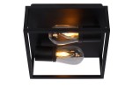 Carlyn IP54 lampa sufitowa 2-punktowa w kolorze czarnym, z metalową ramą i przezroczystymi kloszami. Widok z góry, z dwoma żarówkami o cieplej barwie światła, umieszczonymi w prostokątnej konstrukcji.