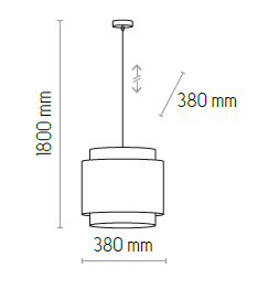 Czarna lampa wisząca Boho D38, 1-punktowa. Okrągły klosz o średnicy 380 mm i wysokości 380 mm, zawieszona na cienkim przewodzie o długości 1800 mm. Prosta forma, minimalistyczny design.