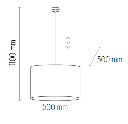 Lampa wisząca Juta D50, 3-punktowa, w kolorze czarnym/brązowym. Okrągły klosz o średnicy 500 mm, długość zwisu 1100 mm, nowoczesny design. Idealna do aranżacji wnętrz.