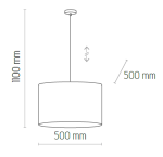 Lampa wisząca Juta D50, 3-punktowa, w kolorze czarnym/brązowym. Okrągły klosz o średnicy 500 mm, długość zwisu 1100 mm, nowoczesny design. Idealna do aranżacji wnętrz.