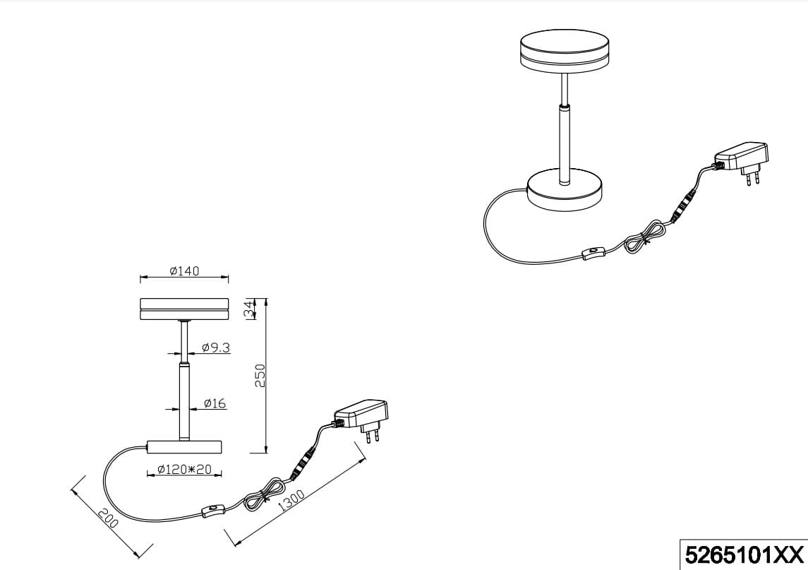 Lampa stołowa Franklin LED, 1-punktowa w kolorze antracytowym. Okrągła podstawa o średnicy 140 mm, wysokość 250 mm. Zasilacz z kablem o długości 1300 mm, włącznik na kablu. Prosty, nowoczesny design.