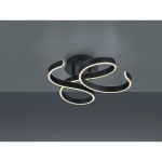Francis LED lampa sufitowa 1-punktowa w antracytowym kolorze z cienkimi, falistymi ramionami podświetlonymi jasnym światłem. Produkt zamontowany na suficie, widoczny z góry, z eleganckim i nowoczesnym designem.