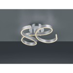 Francis LED lampa sufitowa 1-punktowa z aluminium, z unikalnym, falistym kształtem. Wykończenie w matowym srebrze z ciepłym, białym światłem LED. Ujęcie z dołu, zamontowana na suficie, na jednolitym tle.