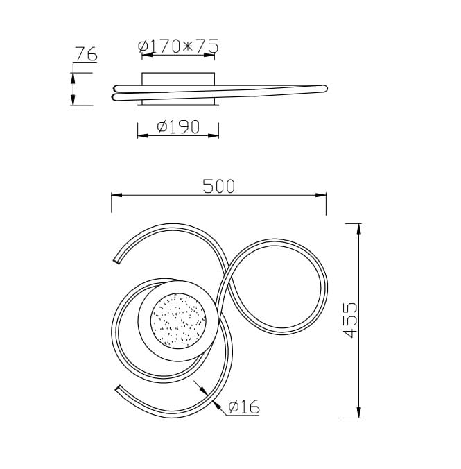Lampa sufitowa Jive L LED 2-punktowa w kolorze białym. Okrągła podsufitka o średnicy 190 mm, dwa elastyczne ramiona, długość 500 mm, wysokość 455 mm. Zdalne sterowanie. Prosty, nowoczesny design.