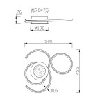 Lampa sufitowa Jive L LED 2-punktowa w kolorze białym. Okrągła podsufitka o średnicy 190 mm, dwa elastyczne ramiona, długość 500 mm, wysokość 455 mm. Zdalne sterowanie. Prosty, nowoczesny design.