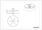 Sufitowa lampa 3-punktowa w kolorze szarym, o okrągłej podstawie o średnicy 50 cm. Posiada trzy mocowania na żarówki, rozmieszczone równomiernie. Ujęcie z góry, pokazujące wymiary: wysokość 17 cm, szerokość 50 cm. Prosta forma, bez zbędnych zdobień.