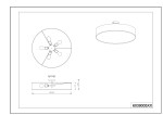 Szara lampa sufitowa 5-punktowa o okrągłym kształcie, z pięcioma miejscami na żarówki. Widok z góry i z boku, z wymiarami 65 cm średnicy i 17 cm wysokości. Prosty, nowoczesny design, idealna do aranżacji wnętrz.