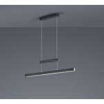 Czarna lampa wisząca LED Trajan 3-punktowa z elementami mosiężnymi. Prosta, prostokątna forma, zawieszona na cienkich linkach. Wysoka funkcjonalność i nowoczesny design, idealna do aranżacji wnętrz.