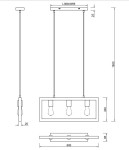 Lampa wisząca Agra 3-punktowa, czarna. Prostokątna konstrukcja z trzema miejscami na żarówki. Wymiary: 600 mm długości, 85 mm szerokości, zawieszenie na dwóch linkach. Nowoczesny design, idealna do jadalni lub salonu.