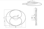 Czarna sufitowa lampa LED 1-punktowa Gale z nowoczesnym designem. Widok z góry, pokazujący okrągłe, podwójne ramiona o średnicy 800 mm i wysokości 45 mm. Montaż na suficie, minimalistyczny kształt.