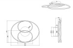 Gale LED lampa sufitowa 1-punktowa w kolorze niklowym. Okrągła konstrukcja z dwoma spiralnymi elementami. Wymiary: średnica 600 mm, wysokość 135 mm. Montaż sufitowy, minimalistyczny design bez dodatkowych zdobień.