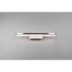 Kinkiet łazienkowy Gianni LED IP44 w kolorze chromu, o długości 60 cm i mocy 22W. Posiada prostą, nowoczesną formę z podświetleniem LED, montowany na ścianie. Elementy metalowe błyszczące, w tle szare.