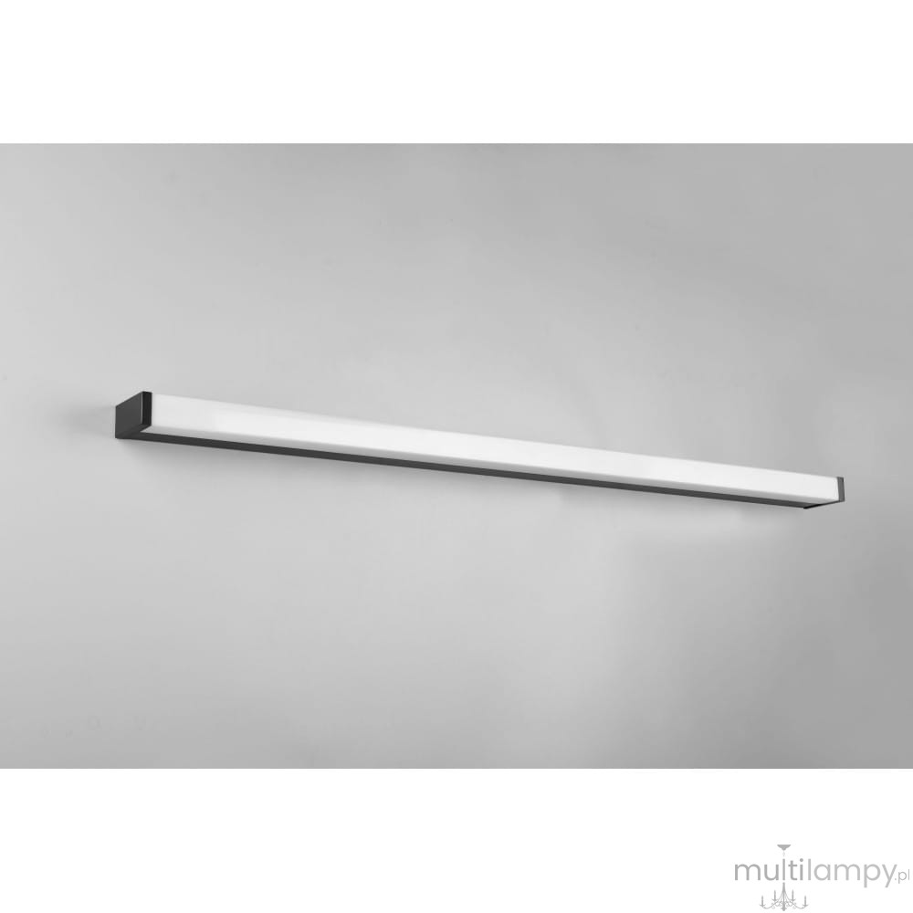 Fabio LED kinkiet IP44 w kolorze czarnym, długość 120 cm, moc 20W. Prosty, prostokątny kształt w białej obudowie, zamontowany na ścianie, idealny do oświetlenia wnętrz.