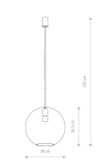 Czarna lampa wisząca Spehere D35, 1-punktowa, o średnicy 35 cm i wysokości 130 cm. Okrągły klosz z przezroczystym dnem, zawieszony na cienkim przewodzie, idealna do nowoczesnych wnętrz.