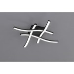 Czarna lampa sufitowa LED 4-punktowa Route, złożona z falistych, białych elementów świetlnych. Ujęcie z góry, ukazujące nowoczesny design i minimalistyczny styl. Montaż sufitowy, idealna do nowoczesnych wnętrz.
