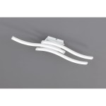 Lampa sufitowa Route LED 4000K w kolorze białym, z trzema falistymi ramionami. Ujęcie z góry, zamontowana na szarym tle. Nowoczesny design, idealna do oświetlenia wnętrz.