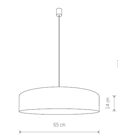 Lampa wisząca Turda D65 w kolorze białym i szarym, o okrągłym kloszu o średnicy 65 cm i wysokości 14 cm, zawieszona na cienkim kablu. Idealna do nowoczesnych wnętrz.