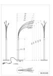Czarna lampa podłogowa LED Reed z pięcioma punktami świetlnymi. Wysokość 1955 mm, średnica podstawy 305 mm. Lampa ma smukły, nowoczesny design z elastycznymi ramionami. Idealna do oświetlenia wnętrz. Kabel zasilający widoczny przy podstawie.