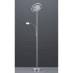 Ackbar LED lampa podłogowa 2-punktowa w kolorze niklowym. Posiada dwa źródła światła: okrągłe górne oraz eliptyczne boczne. Stojąca na okrągłej podstawie, o prostym, nowoczesnym designie, idealna do różnych wnętrz.