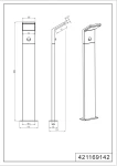 Lampa stojąca Pearl H100 LED, antracytowa, 1-punktowa, z czujnikiem ruchu. Wysoka na 100 cm, z prostokątną podstawą 14x14 cm. Kąt ujęcia z boku, ukazujący prostą, nowoczesną formę oraz detale konstrukcyjne. Idealna do ogrodu lub na ścieżki.
