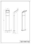 Lampa stojąca ogrodowa Pearl H50 LED w kolorze antracytowym, 1-punktowa, o prostokątnym kształcie. Wysokość 500 mm, szerokość 100 mm, głębokość 96 mm. Z widocznym kątem nachylenia górnej części, zamontowana na podstawie.