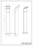Stojąca lampa ogrodowa Pearl H100 LED w kolorze antracytowym, o wymiarach 1000 mm wysokości i 140 mm szerokości, z prostokątną podstawą. Kątowy klosz z LED-em, minimalistyczny design, idealna do oświetlenia przestrzeni zewnętrznych.