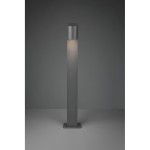 Lampa stojąca ogrodowa Roya H100 w kolorze antracytowym, o prostokątnym kształcie, z metalowym kloszem. Ujęcie frontalne, produkt umieszczony na płaskiej powierzchni. Emituje miękkie światło, idealna do oświetlenia przestrzeni zewnętrznych.