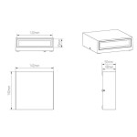 Thames LED kinkiet zewnętrzny elewacyjny, antracytowy, o wymiarach 140 mm x 140 mm x 30 mm. Posiada dwa punkty świetlne oraz prostokątny kształt. Widoczny profil boczny i tylny, z miejscem na montaż. Na prostym tle, co podkreśla jego design.