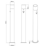 Lampa stojąca ogrodowa Hoosic H80, 1-punktowa, w kolorze antracytowym z białym kloszem. Wysokość 800 mm, średnica podstawy 120 mm, z czujnikiem ruchu. Prosty, cylindryczny kształt, widoczny przycisk na obudowie.