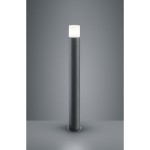 Lampa stojąca ogrodowa Hoosic H80, 1-punktowa, w kolorze antracytowym z białym kloszem na górze. Produkt ma cylindryczny kształt, umieszczony na płaskiej podstawie, na jednolitym tle. Idealna do oświetlenia przestrzeni zewnętrznych.