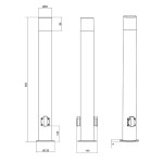 Lampa stojąca ogrodowa Hoosic H80 w kolorze antracytowym, wysoka na 800 mm i średnicy 85 mm, z dwoma gniazdami elektrycznymi. Prosty, cylindryczny kształt z podstawą o średnicy 120 mm, widoczna konstrukcja bez dodatkowych zdobień.